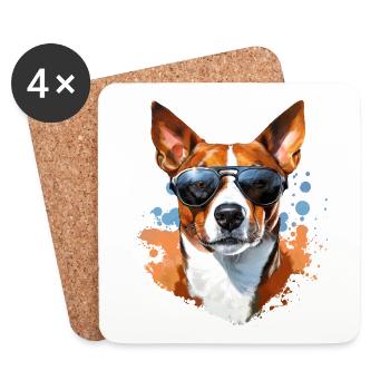 Basenji with sunglasses - Coasters (set of 4) - white - Front