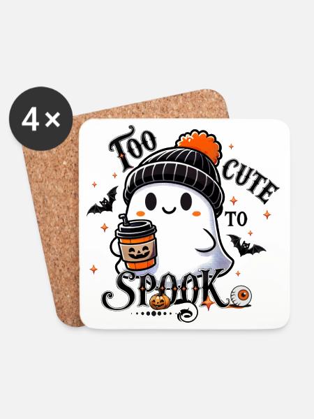cooler Geist mit Pudelmütze & Pumpkin Spice Latte - Untersetzer (4er-Set) - Weiß