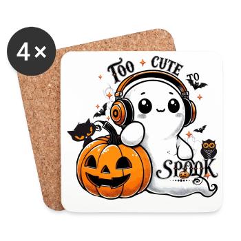 fantôme cool avec des écouteurs et une citrouille d’Halloween - Dessous de verre (lot de 4) - blanc - Devant