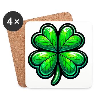 Trèfle à quatre feuilles - Dessous de verre (lot de 4) - blanc - Devant