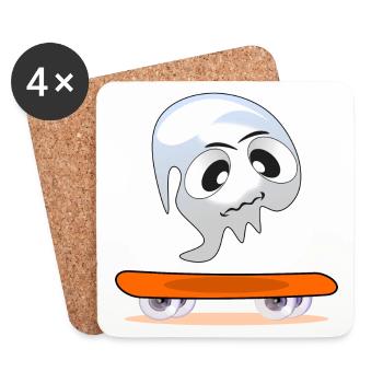 HALLOWEEN KOSTÜME GESPENSTER SKATEBOARD - Untersetzer (4er-Set) - Weiß - Vorne