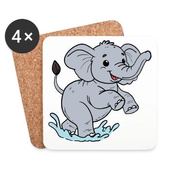 Elefant - Untersetzer (4er-Set) - Weiß - Vorne