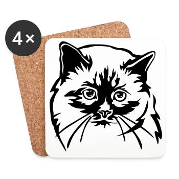 Birma Katze - Untersetzer (4er-Set) - Weiß - Vorne