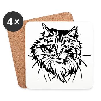 Norwegische Waldkatze - Untersetzer (4er-Set) - Weiß - Vorne