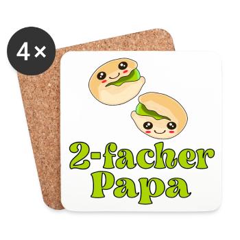 2. Kind - Zweifacher Papa Vater - Untersetzer (4er-Set) - Weiß - Vorne