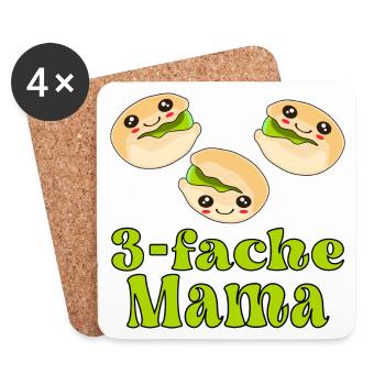 Dreifache Mama BABY GEBURT - Untersetzer (4er-Set) - Weiß - Vorne