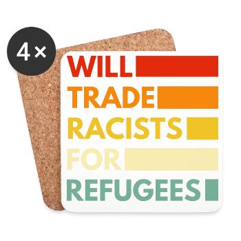 Will trade racists for refugees - Coasters (set of 4) - white - Front