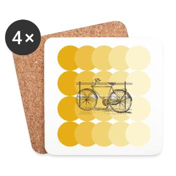 Vintage Bicycle and Yellow Circles Art - Coasters (set of 4) - white - Front