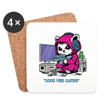 Good Vibe Gamer: Your Go-To Epic Gaming Gear - Coasters (set of 4) - white - Front