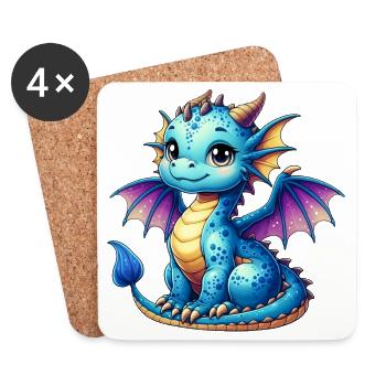 Dragon - Dessous de verre (lot de 4) - blanc - Devant