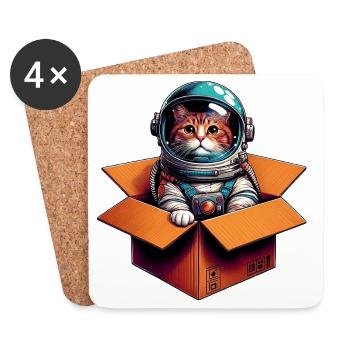 Astronaut Katze - Untersetzer (4er-Set) - Weiß - Vorne