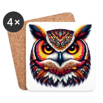 Hibou - Dessous de verre (lot de 4) - blanc - Devant