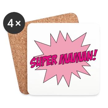 Super Maman - Fête des Mères - Dessous de verre (lot de 4) - blanc - Devant
