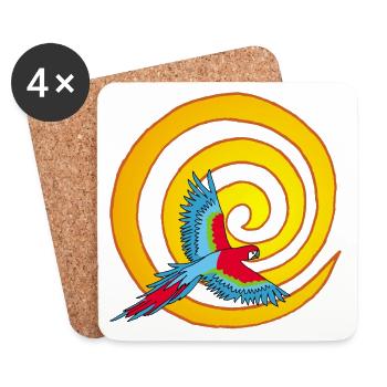 L'oiseau et le soleil - Dessous de verre (lot de 4) - blanc - Devant