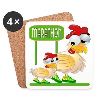 MARATHON RUNNING - GEFLÜGEL HUHN - Untersetzer (4er-Set) - Weiß - Vorne
