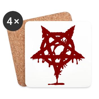 pentagram muster, blutflecken, okkultistisch - Untersetzer (4er-Set) - Weiß - Vorne
