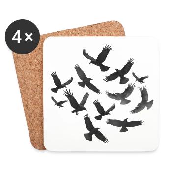 Vogelschwarm, gothic design, Animal prints - Untersetzer (4er-Set) - Weiß - Vorne