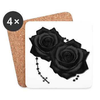 Schwarze Rosen mit Rosary - Untersetzer (4er-Set) - Weiß - Vorne