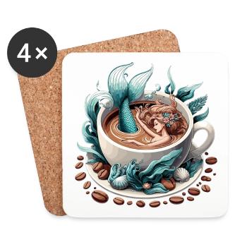 Sirène Sirène Bain dans le Café Cadeau - Dessous de verre (lot de 4) - blanc - Devant