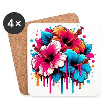 Hibiscus Flowers - Coasters (set of 4) - white - Front