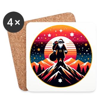 Le Père Noël à la montagne - Dessous de verre (lot de 4) - blanc - Devant