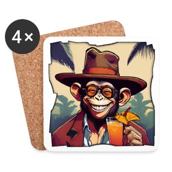 Affe mit Cocktail! - Untersetzer (4er-Set) - Weiß - Vorne