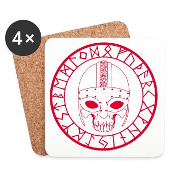 Viking Skull (Red) - Coasters (set of 4) - white - Front