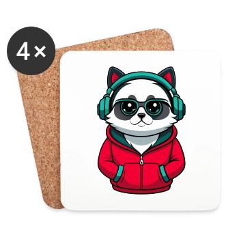 Birma Heilige Katze Rasse Karikatur Kawaii Tier Haustier - Untersetzer (4er-Set) - Weiß - Vorne