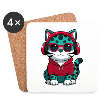 Australische Gefleckte Nebelkatze Rasse Karikatur Kawaii - Untersetzer (4er-Set) - Weiß - Vorne