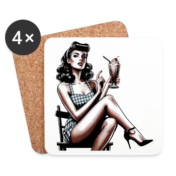 Rockabilly Milchshake retro vintage Geschenk - Untersetzer (4er-Set) - Weiß - Vorne