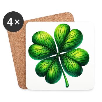 Trèfle à quatre feuilles - Dessous de verre (lot de 4) - blanc - Devant