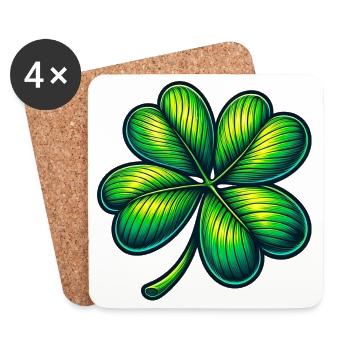 Trèfle à quatre feuilles - Dessous de verre (lot de 4) - blanc - Devant