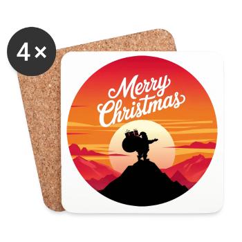 Père Noël sur le mont Joyeux Noël - Dessous de verre (lot de 4) - blanc - Devant