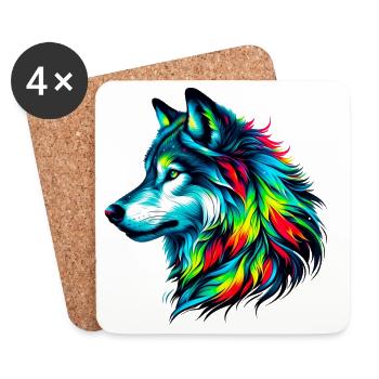 Loup - Dessous de verre (lot de 4) - blanc - Devant