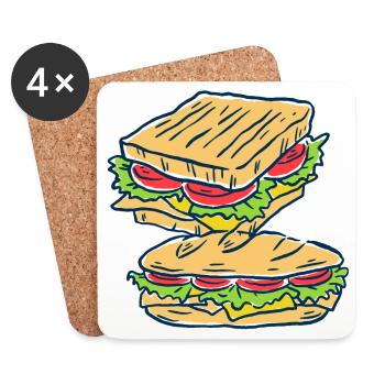 sandwich fast-food cuisinier cuisinier cuisinier - Dessous de verre (lot de 4) - blanc - Devant