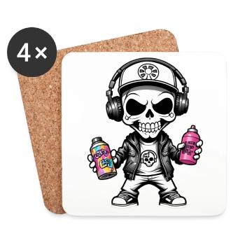 Graffiti Sprayer - Untersetzer (4er-Set) - Weiß - Vorne