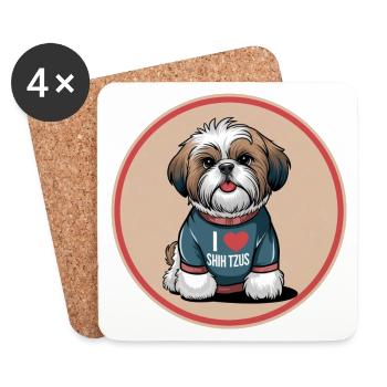 I Love Shih Tzus The cute lion dog to cuddle - Coasters (set of 4) - white - Front