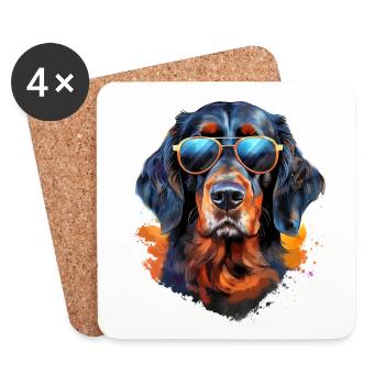 Gordon Setter mit Sonnenbrille - Untersetzer (4er-Set) - Weiß - Vorne