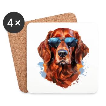 Irish Setter mit Sonnebrille - Untersetzer (4er-Set) - Weiß - Vorne