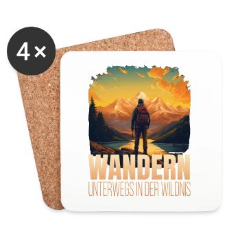 Wandern - Unterwegs in der Wildnis - Untersetzer (4er-Set) - Weiß - Vorne