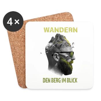 Wandern - Den Berg im Blick - Untersetzer (4er-Set) - Weiß - Vorne