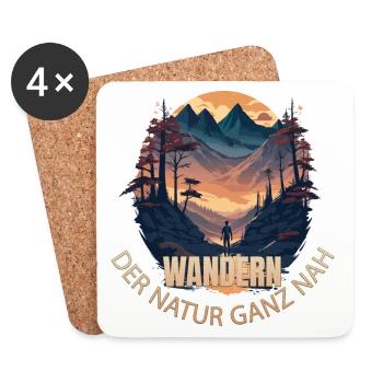 Wandern - Der Natur ganz nah - Untersetzer (4er-Set) - Weiß - Vorne