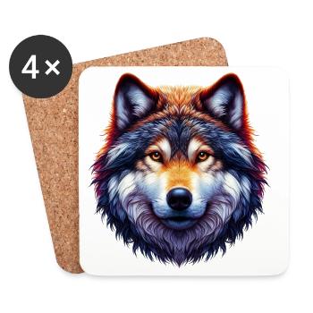Loup - Dessous de verre (lot de 4) - blanc - Devant