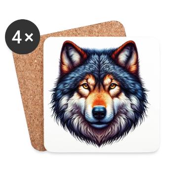 Loup - Dessous de verre (lot de 4) - blanc - Devant