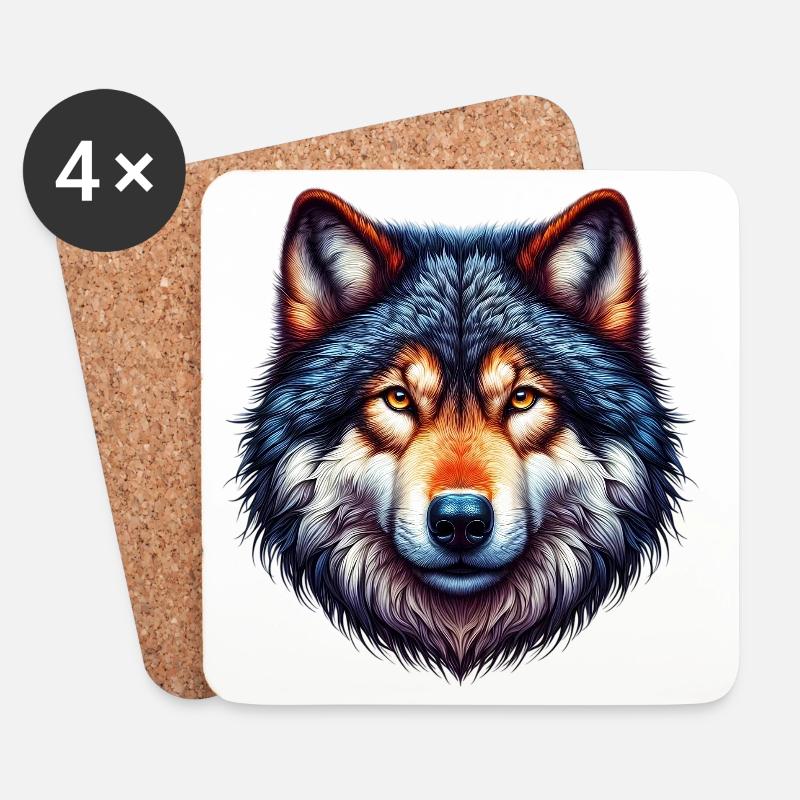 Wolf - Untersetzer (4er-Set) - Weiß