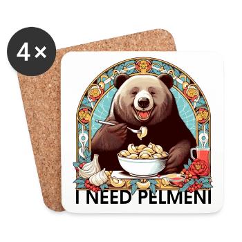 I Need Pelmeni Bear Gift - Coasters (set of 4) - white - Front