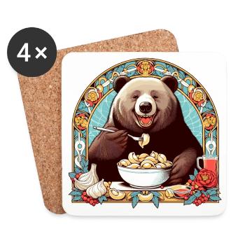 Pelmeni Bear Gift - Coasters (set of 4) - white - Front