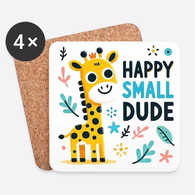 Skurrile Giraffe Glücklicher Kleiner Kerl Design - Untersetzer (4er-Set) - Weiß