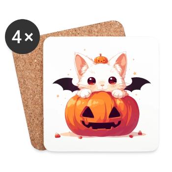 Cute Halloween Cat - Coasters (set of 4) - white - Front