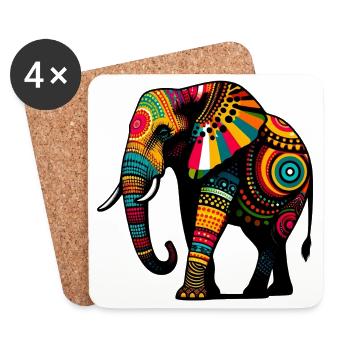 Éléphant - Dessous de verre (lot de 4) - blanc - Devant